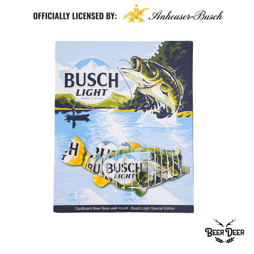 Beer Deer Busch Light Bass 3D Cardboard Mount Wall Art Man Cave Decor